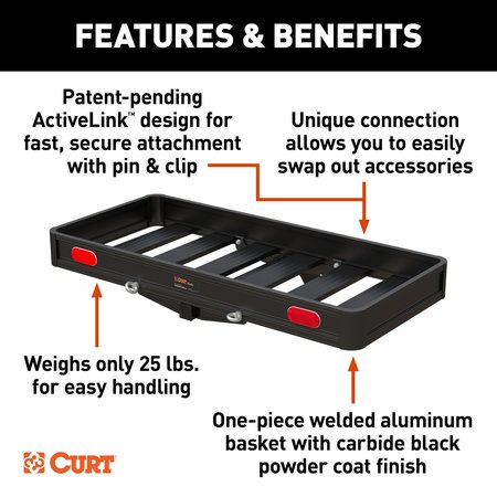 Curt ActiveLink 49 x 22 Aluminum Hitch Cargo Carrier 18415